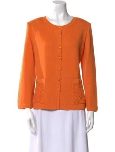 Pre-owned St John Wool Scoop Neck Sweater In Orange