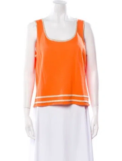 Pre-owned St John Wool Scoop Neck Sweater In Orange