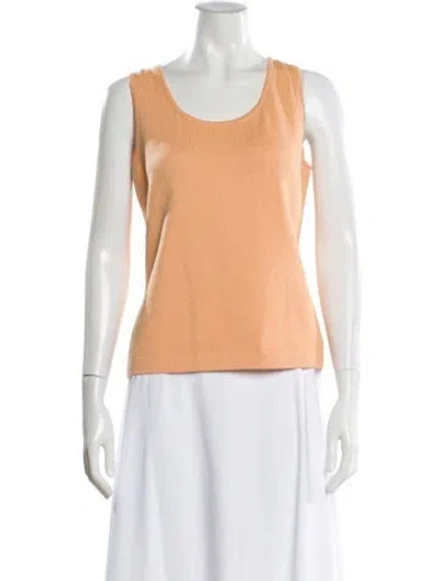 Pre-owned St John Wool Scoop Neck Sweater In Orange