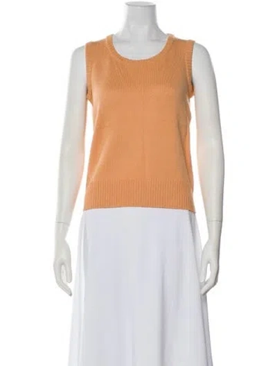 Pre-owned St John Wool Scoop Neck Sweater In Orange