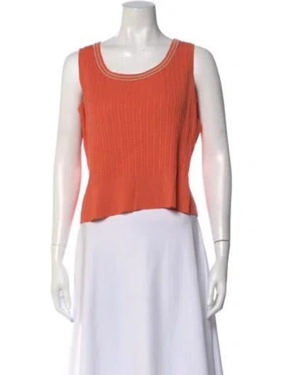 Pre-owned St John Wool Scoop Neck Sweater In Orange