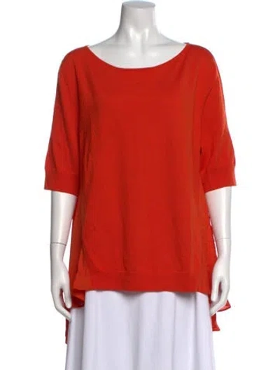 Pre-owned St John Wool Scoop Neck Sweater In Orange