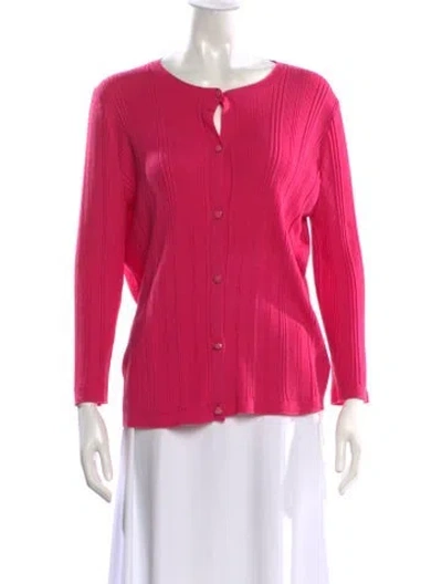 Pre-owned St John Wool Scoop Neck Sweater In Pink