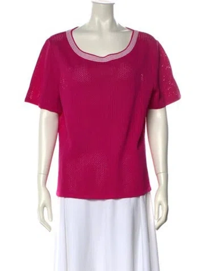 Pre-owned St John Wool Scoop Neck Sweater In Pink