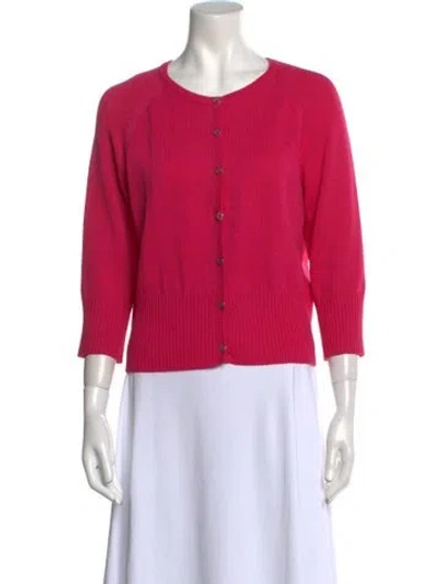 Pre-owned St John Wool Scoop Neck Sweater In Pink