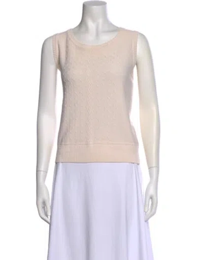 Pre-owned St John Wool Scoop Neck Sweater In Pink