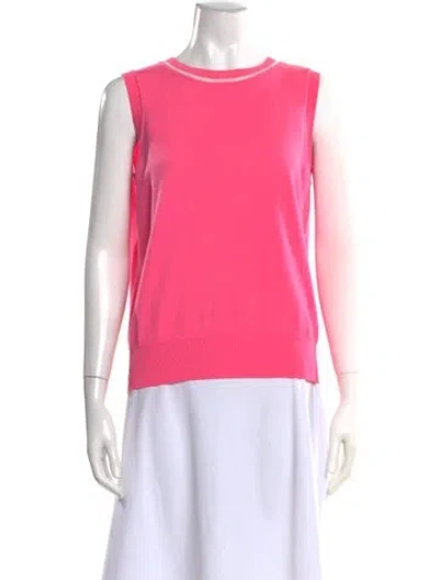 Pre-owned St John Wool Scoop Neck Sweater In Pink