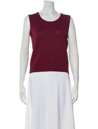Pre-owned St John Wool Scoop Neck Sweater In Pink