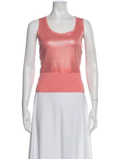 Pre-owned St John Wool Scoop Neck Sweater In Pink