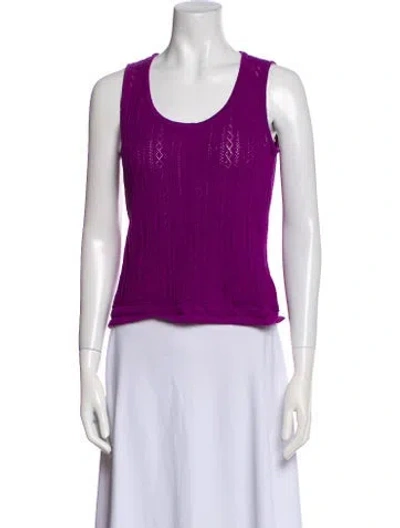 Pre-owned St John Wool Scoop Neck Sweater In Purple