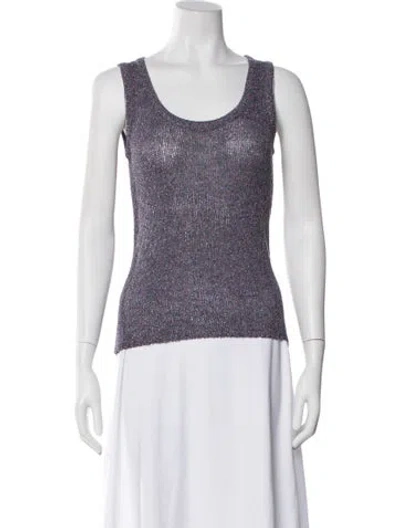 Pre-owned St John Wool Scoop Neck Sweater In Purple