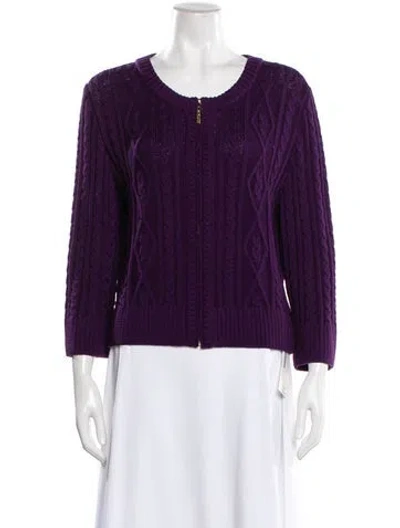 Pre-owned St John Wool Scoop Neck Sweater In Purple