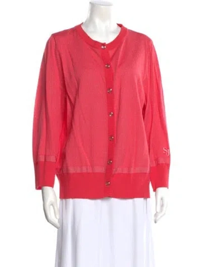 Pre-owned St John Wool Scoop Neck Sweater In Red