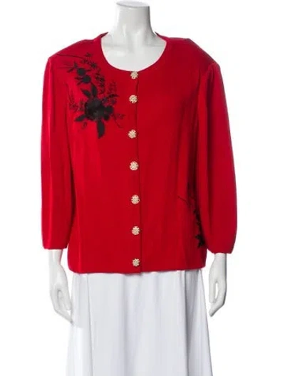 Pre-owned St John Wool Scoop Neck Sweater In Red