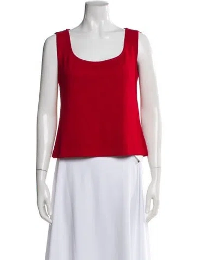 Pre-owned St John Wool Scoop Neck Sweater In Red