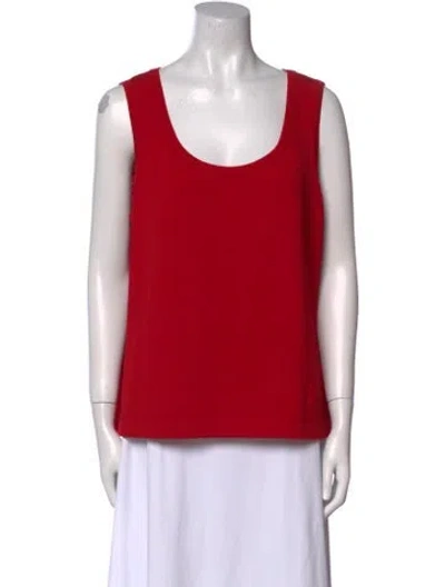 Pre-owned St John Wool Scoop Neck Sweater In Red