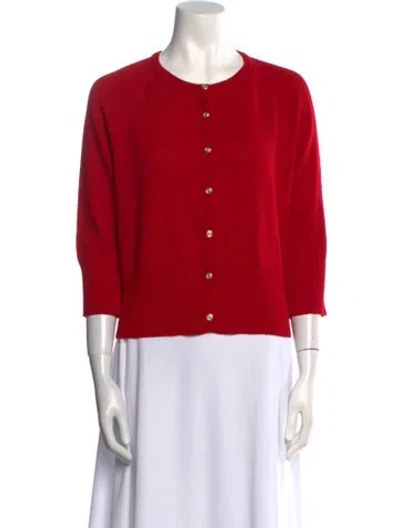 Pre-owned St John Wool Scoop Neck Sweater In Red