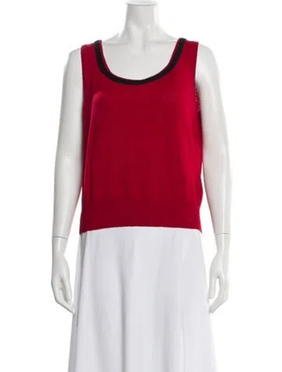 Pre-owned St John Wool Scoop Neck Sweater In Red