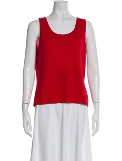 Pre-owned St John Wool Scoop Neck Sweater In Red