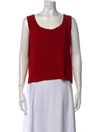 Pre-owned St John Wool Scoop Neck Sweater In Red
