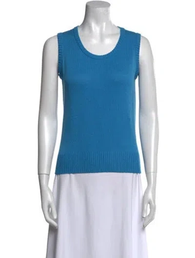 Pre-owned St John Wool Scoop Neck Sweater W/ Tags In Blue