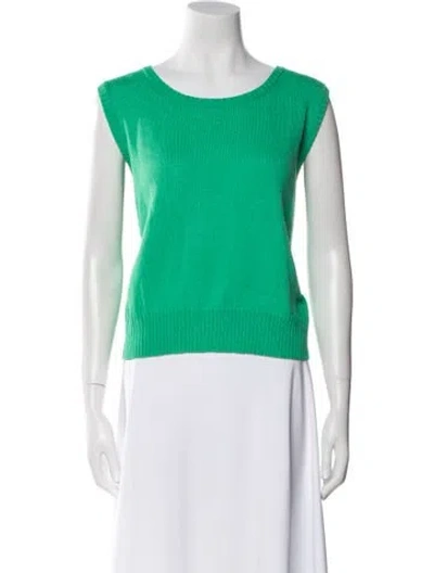 Pre-owned St John Wool Scoop Neck Sweater W/ Tags In Green