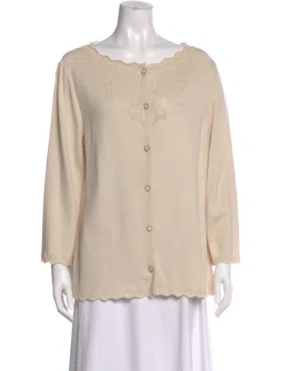 Pre-owned St John Wool Scoop Neck Sweater W/ Tags In Neutral