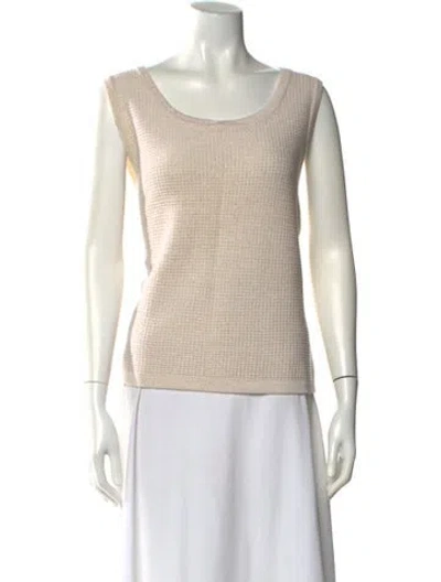 Pre-owned St John Wool Scoop Neck Sweater W/ Tags In Neutral