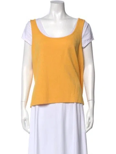 Pre-owned St John Wool Scoop Neck Sweater In Yellow