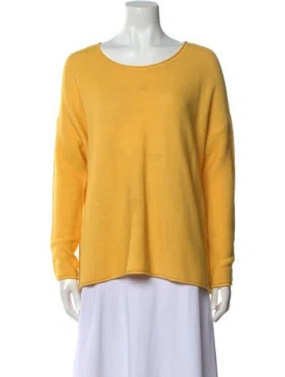 Pre-owned St John Wool Scoop Neck Sweater In Yellow