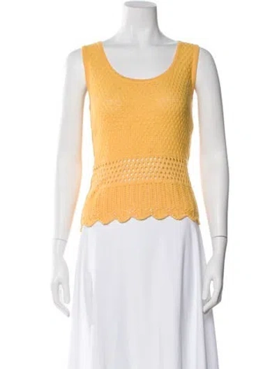 Pre-owned St John Wool Scoop Neck Sweater In Yellow