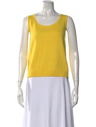 Pre-owned St John Wool Scoop Neck Sweater In Yellow