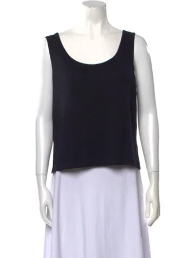 Pre-owned St John Wool Scoop Neck Top In Black