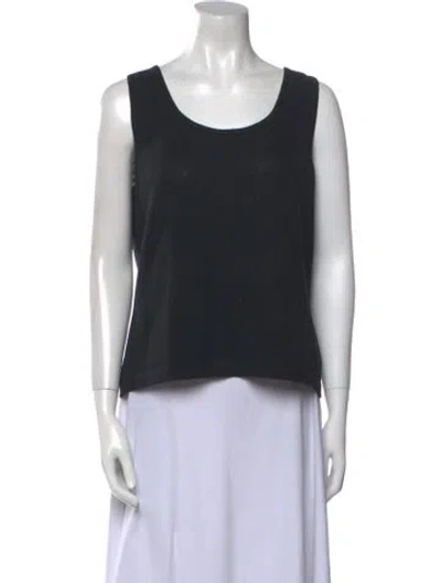 Pre-owned St John Wool Scoop Neck Top In Black