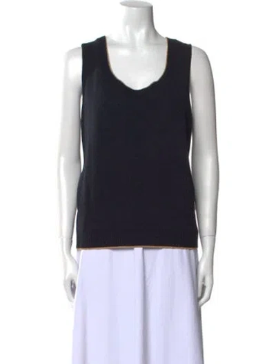 Pre-owned St John Wool Scoop Neck Top In Black