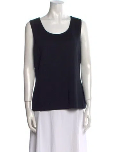 Pre-owned St John Wool Scoop Neck Top In Black