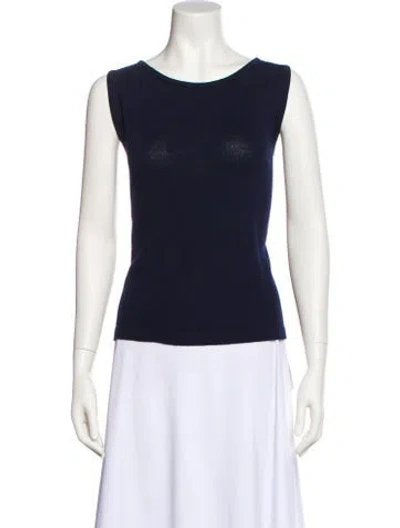 Pre-owned St John Wool Scoop Neck Top In Black