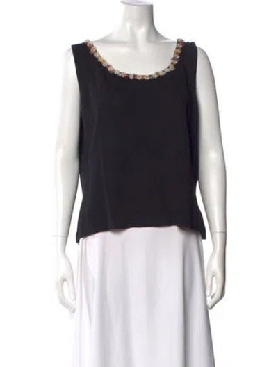 Pre-owned St John Wool Scoop Neck Top In Black