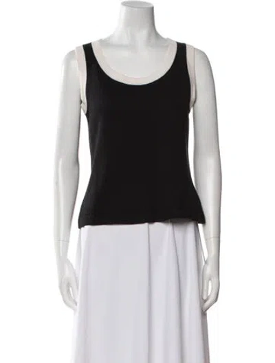 Pre-owned St John Wool Scoop Neck Top In Black