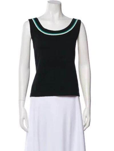 Pre-owned St John Wool Scoop Neck Top In Black
