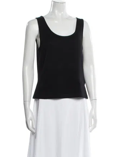 Pre-owned St John Wool Scoop Neck Top In Black
