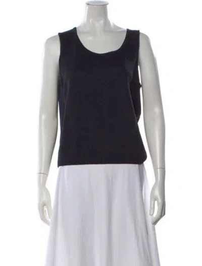 Pre-owned St John Wool Scoop Neck Top In Black