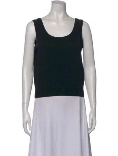 Pre-owned St John Wool Scoop Neck Top In Black