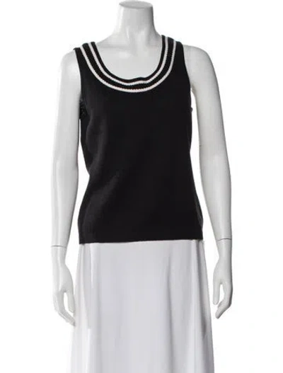 Pre-owned St John Wool Scoop Neck Top In Black