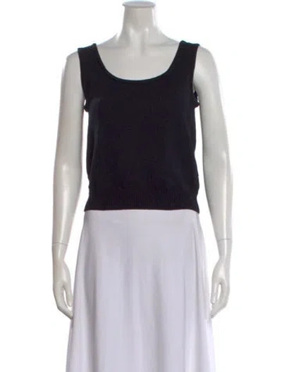 Pre-owned St John Wool Scoop Neck Top In Black