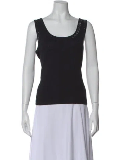 Pre-owned St John Wool Scoop Neck Top In Black