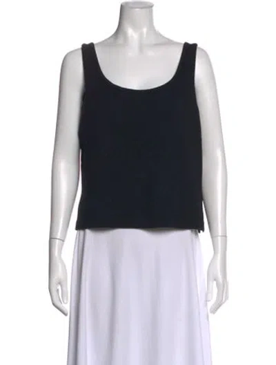 Pre-owned St John Wool Scoop Neck Top In Black