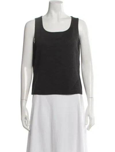 Pre-owned St John Wool Scoop Neck Top In Black