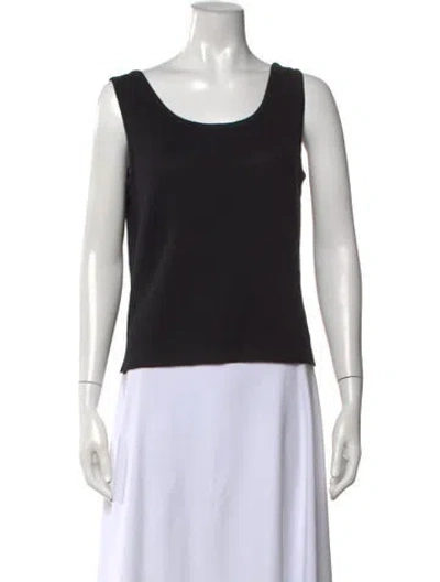 Pre-owned St John Wool Scoop Neck Top In Black