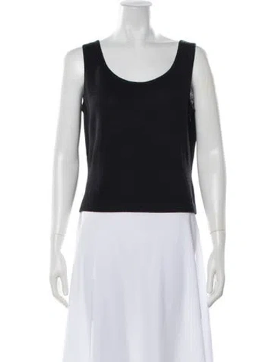 Pre-owned St John Wool Scoop Neck Top In Black